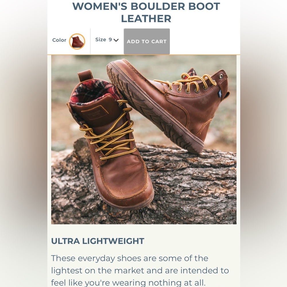 Lems zero drop ultra light Boulder style Boots